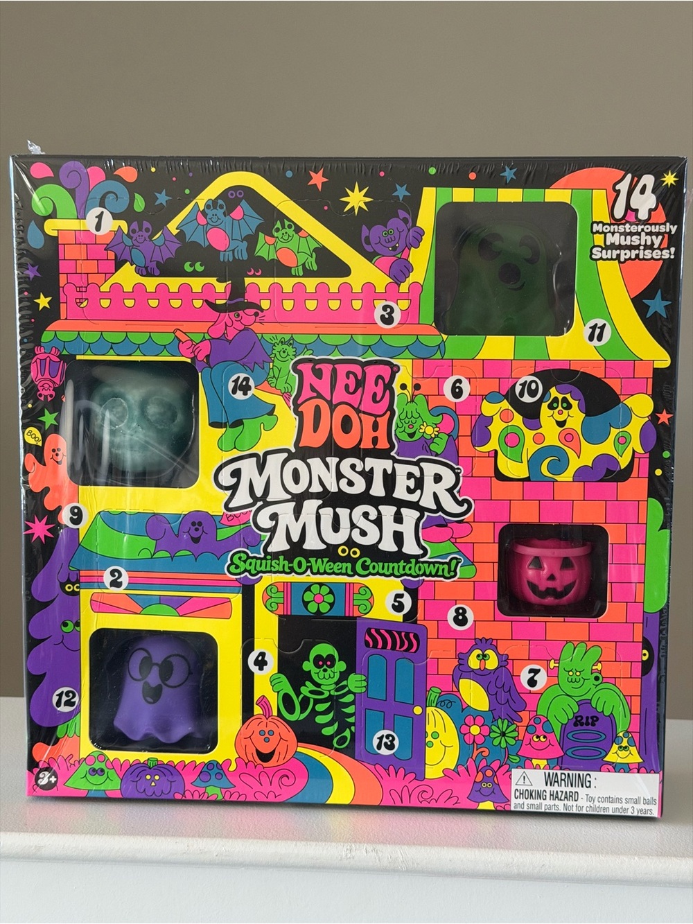Nee Doh Monster Mush Squish-O-Ween Countdown - Green, Purple, Pink